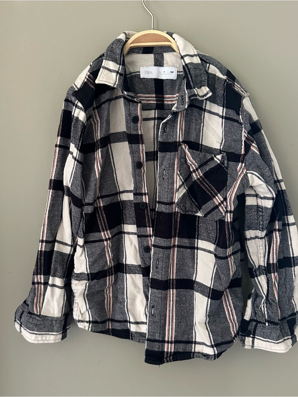 Zara Black & White Plaid Flannel Shirt
